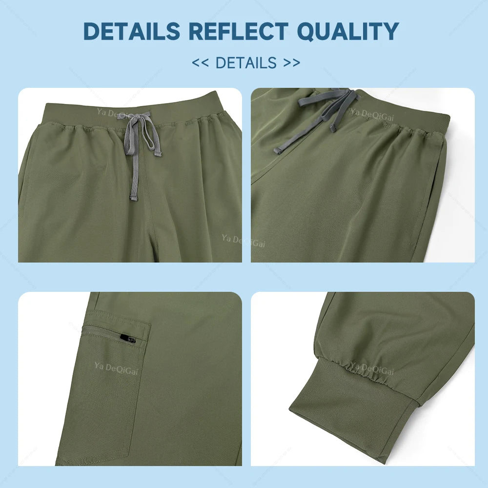 Brown Scrubs Set Wholesale Operating Room Uniforms Medical Scrubs Set Hospital Workwear Dental Beautician Top Pants Surgery Suit