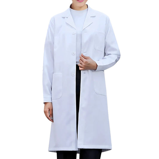 White Lab Coat For Women Men Students Chemistry Healthcare Professionals Nurse Long Sleeves Doctor Work Robe Unisex Coats