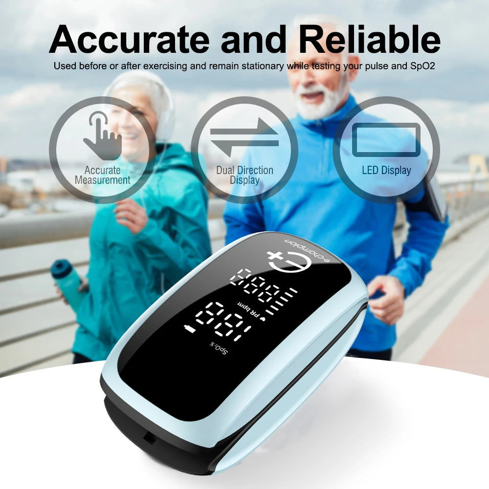 Medcial Portable Fingertip Pulse Oximeter Monitor Blood Oxygen Saturation Meter Pulse Oximeter Home Oximeter USB Rechargeale