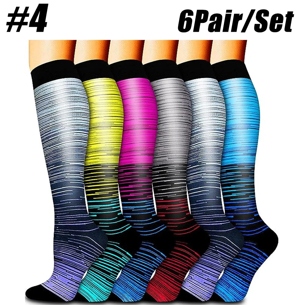 6 Pairs Compression Socks for Women and Men 20-30mmHg-Circulation Support Socks