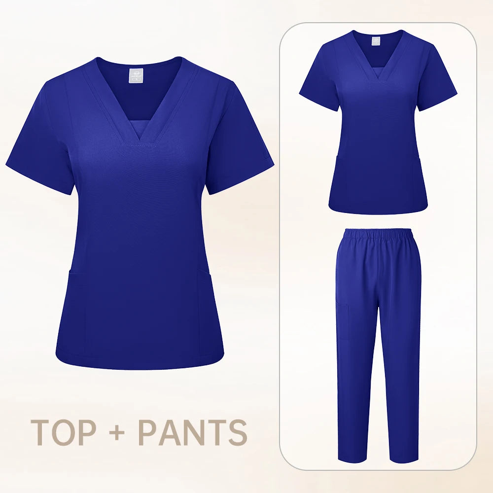 Pet Grooming Institution Scrubs Set High Quality Spa Uniforms Unisex V-Neck Work Clothes Medical Suits Clothes Scrubs Tops Pants