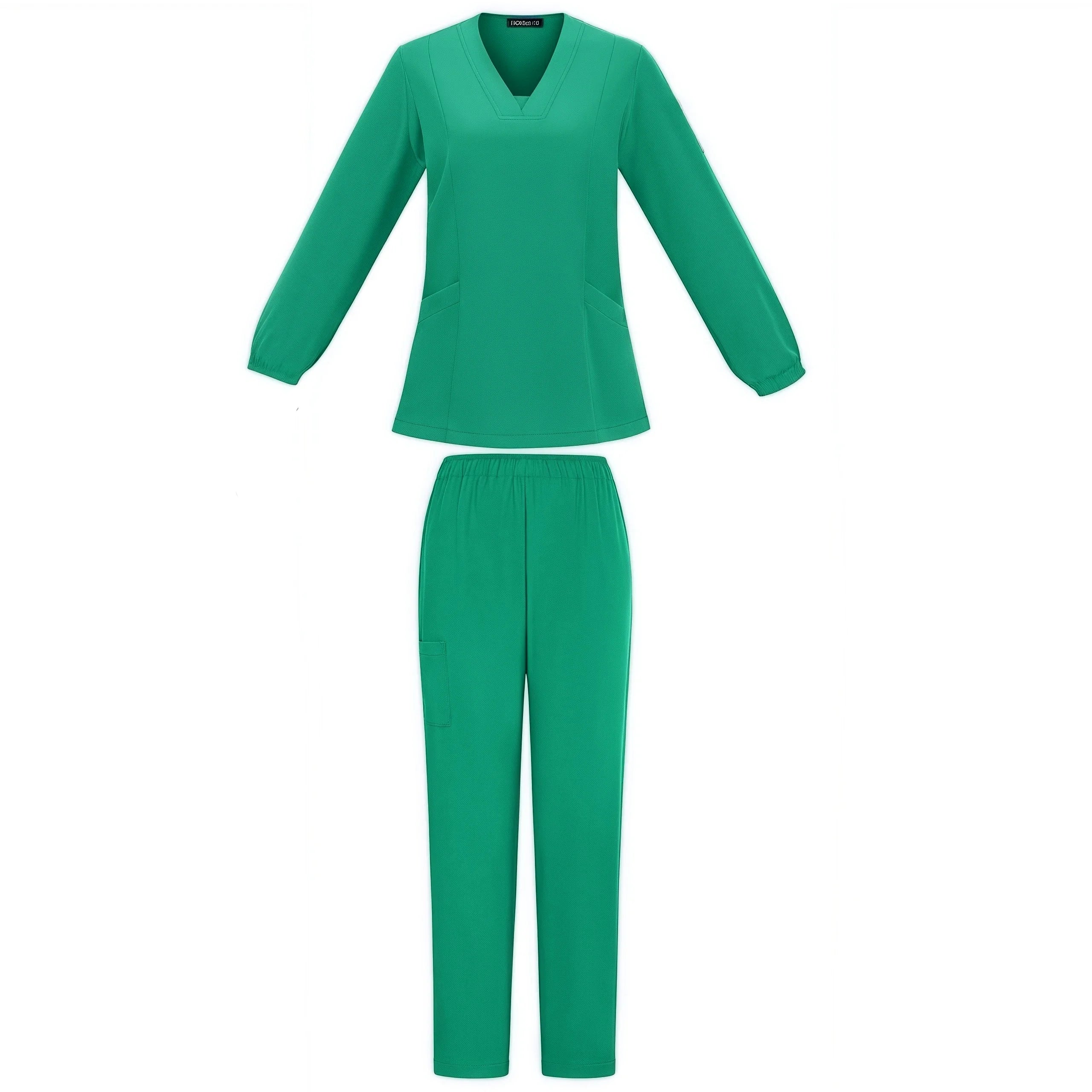 Women Surgical Uniform Autumn Winter Solid Color V Neck Long Sleeve Nurse Blouse Medical Beauty Salon Workwear Top+pants Clothes