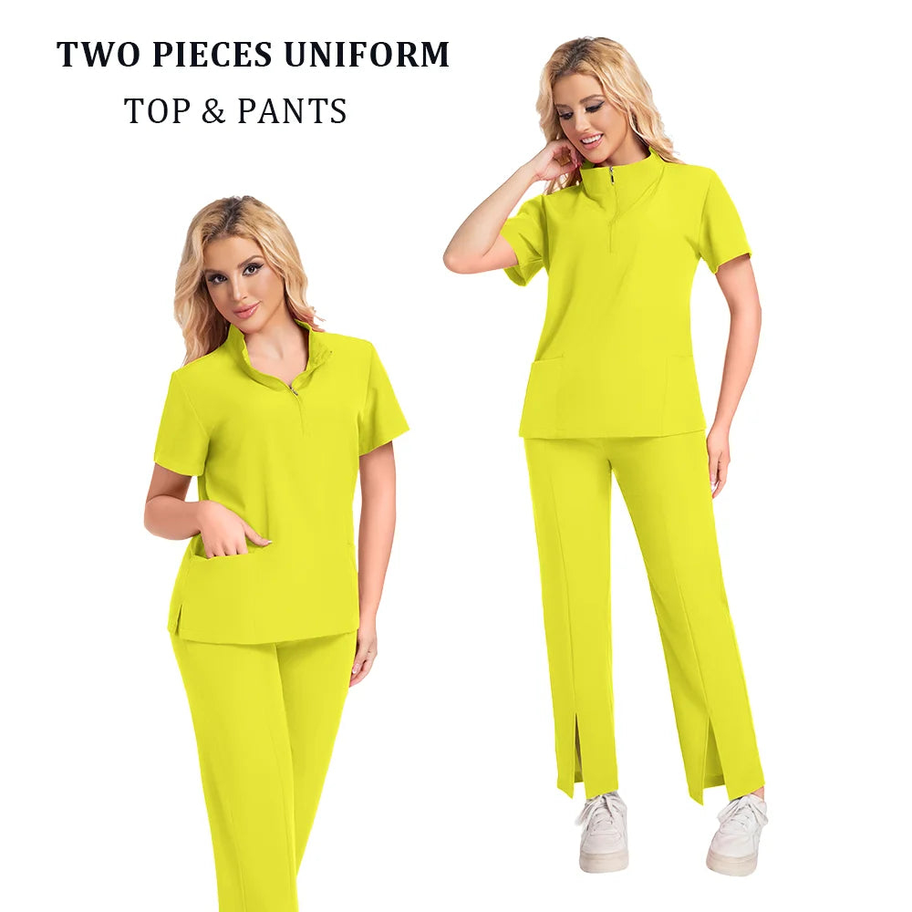 Surgical Uniforms Woman Scrub Set Medical Nurse Beauty Salon Workwear Clinical Scrubs Top Pants Spa Doctor Nursing Clinical Suit