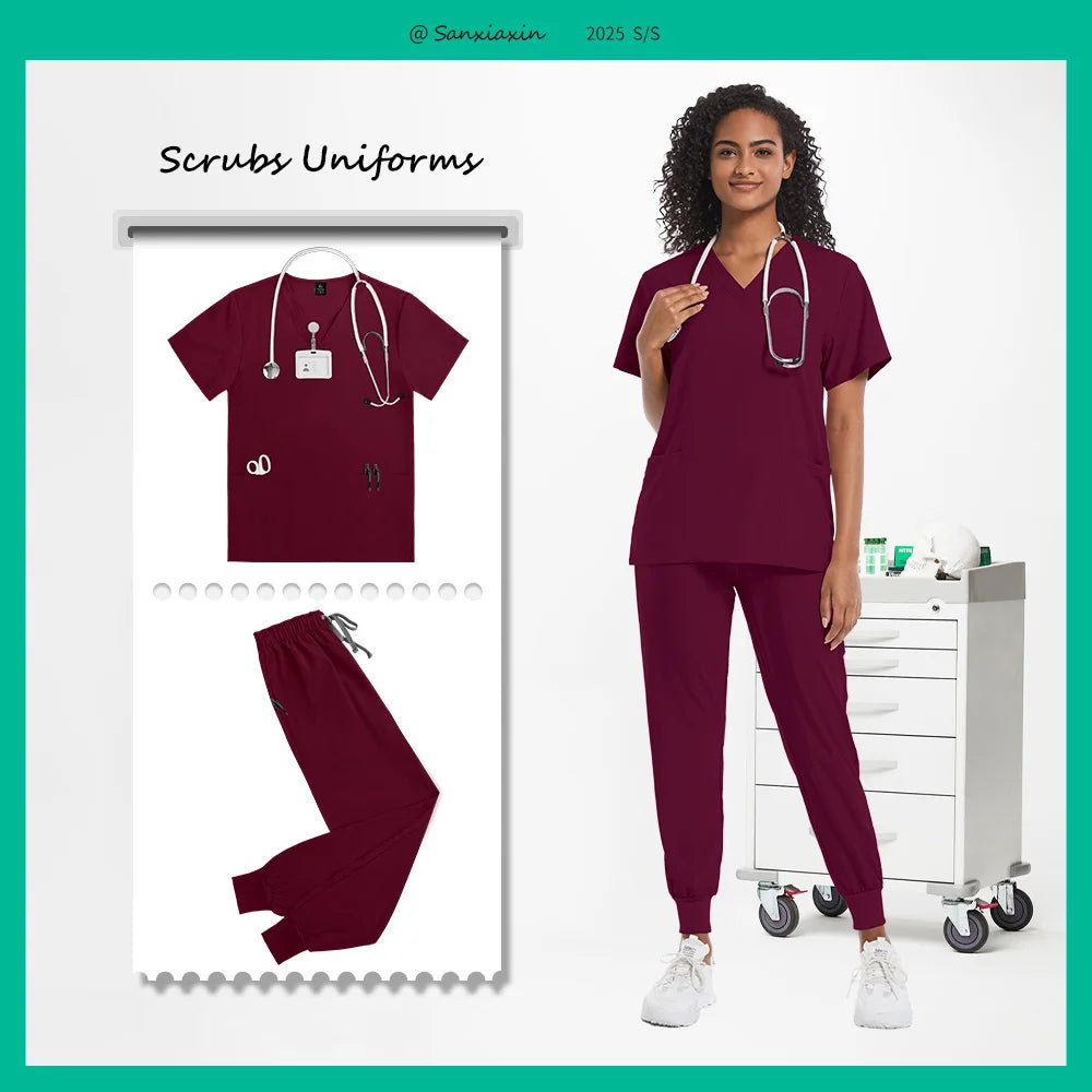 Hospital Scrubs Sets Doctor Nursing Uniform Suit for Male Female Dental Clinic Supplies Nurse Uniforms Women Medical Accessories