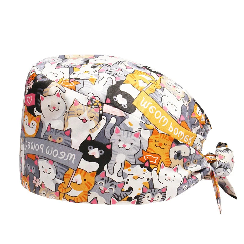 LONG HAIR Scrub Caps Surgical Medical Hats Cotton Nursing Caps Breathable Bouffant Healthcare Chef Pediatric Veterinary Hats M81