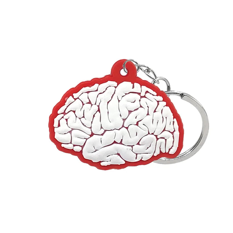 1PCS PVC Rubber Hot Keychain for nurses New Design Medicine Style Heart & Brain Car Key Pendant Cute Bag Ornament Gift