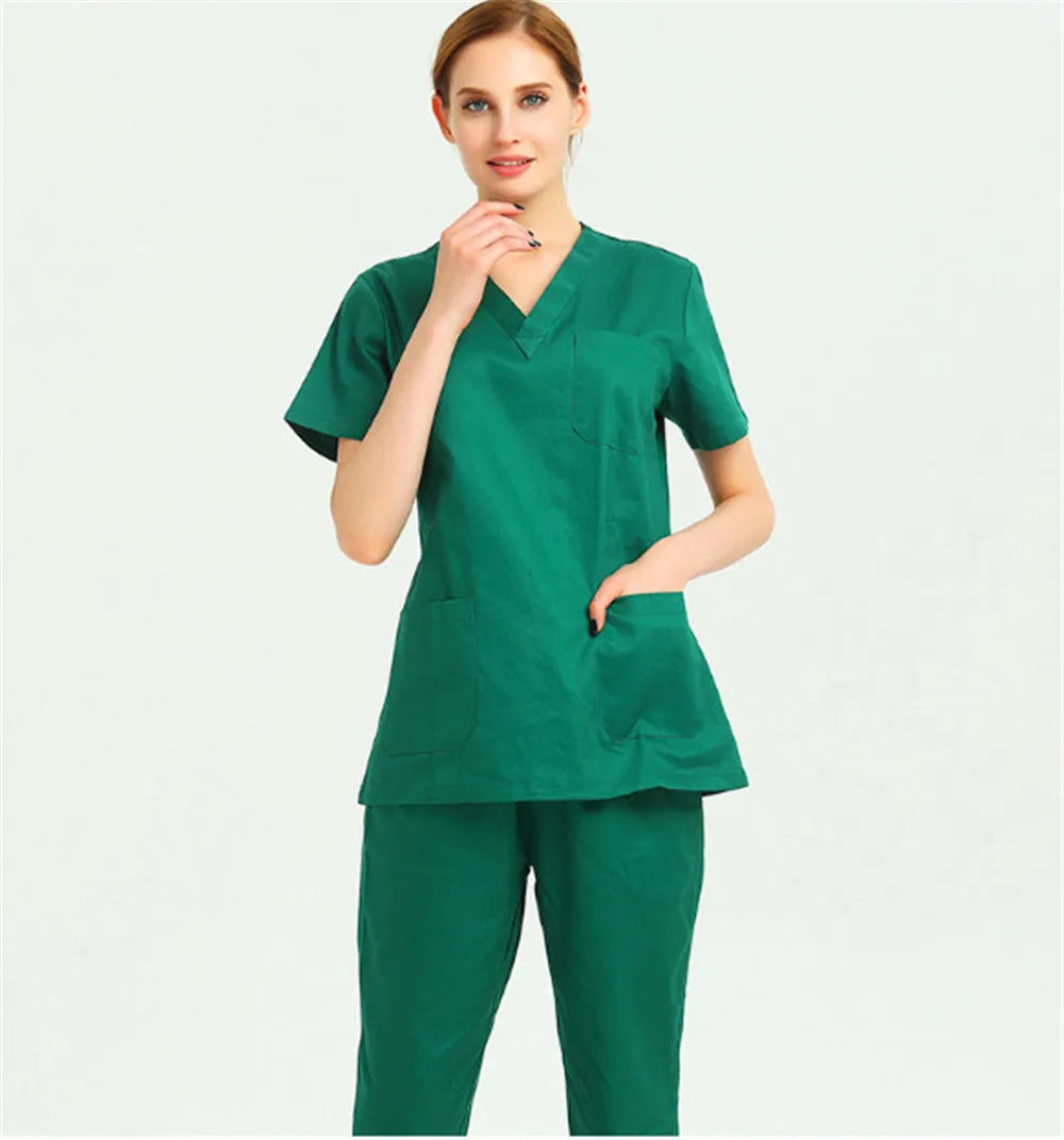 Women Scrubs Set Workwear Medical Uniform Revolution V-Neck Hospital Doctor Nurse Suit Healthcare With Pockets ouc2554