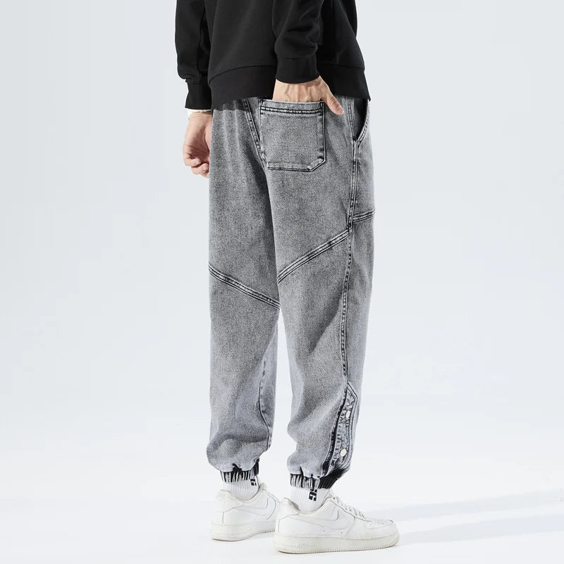 Spring Autumn Plus Size Baggy Jeans Men Hip Hop Streetwear Harem Pants Fashion Embroidery Stretch Cotton Casual Jogger Jeans 8XL