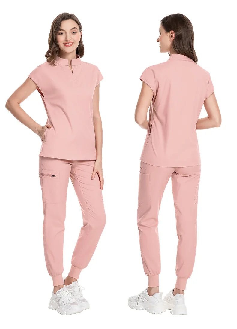 Slim Fit Scrubs Medical Uniforms Women Scrubs Tops Pant Hospital Nurses Accessories Dental Clinic Beauty Salon Spa Lab Workwear
