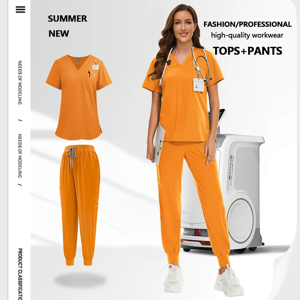 Work Clothes Woman Men Soft Summer Medical Uniform Doctor Surgery Workwear
