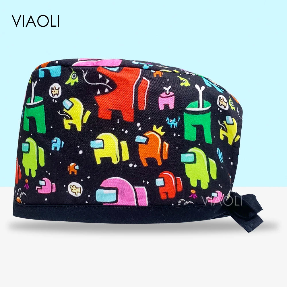 Scrub Cap Printed Cotton Beauty Salon Surgeon Cap Dental Clinic Nursing Hat Women Men Surgical Caps Wholesale Nurse Accessories