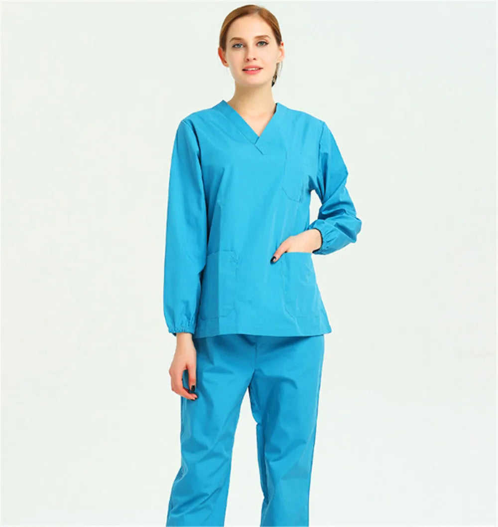 Women Scrubs Set Workwear Medical Uniform Revolution V-Neck Hospital Doctor Nurse Suit Healthcare With Pockets ouc2554