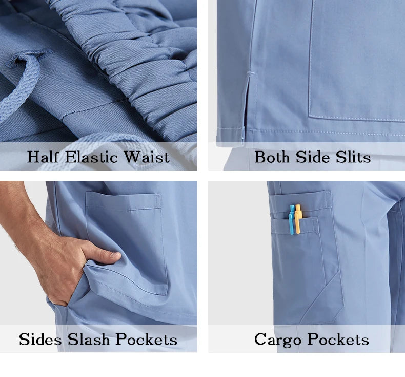 Men's Medical Scrubs Sets Hospital Nursing Uniforms Breathable Sanitary Clinical Aesthetic Nurse Suits Doctor Workwear 8020-02
