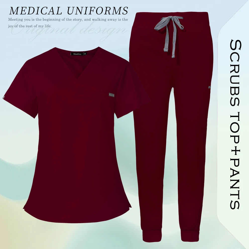 Nurse Uniform Woman Men Hospital Doctor Work Clothes Medical Nursing Top Jogging Pants Pet Workshop Uniforms Beauty SPA Workwear