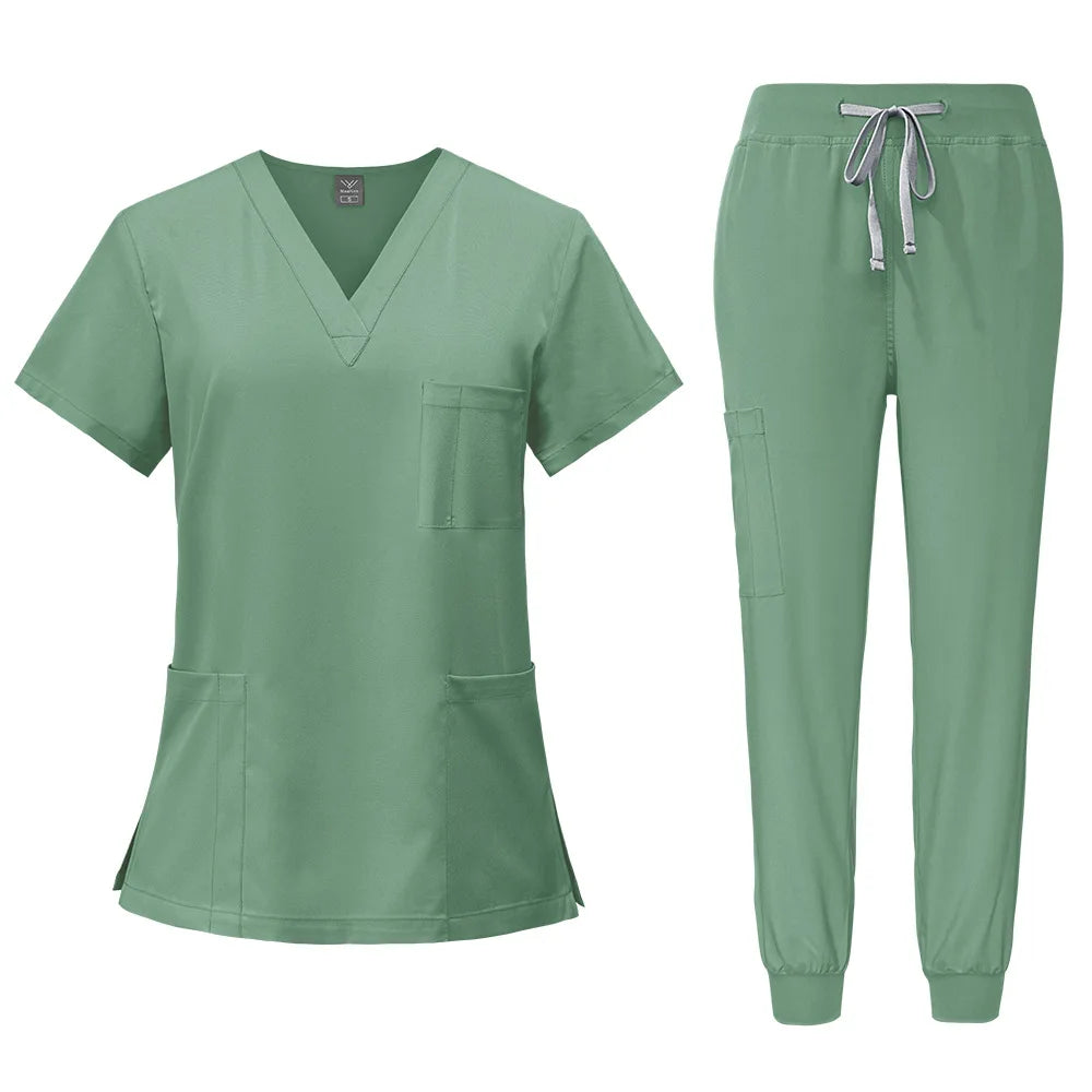 2025 Nurse Uniforms Men Medical Scrub Set Workwear Beauty Clothes Split Suit Short Sleeve Pocket Surgical Uniform Pet Dentist