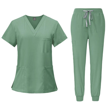 2025 Nurse Uniforms Men Medical Scrub Set Workwear Beauty Clothes Split Suit Short Sleeve Pocket Surgical Uniform Pet Dentist
