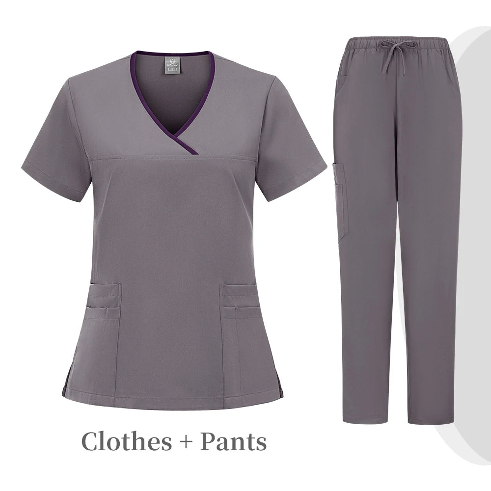 High quality color doctor nurse uniform scrubbing set Medical clothing Beauty salon work quick drying women's medical