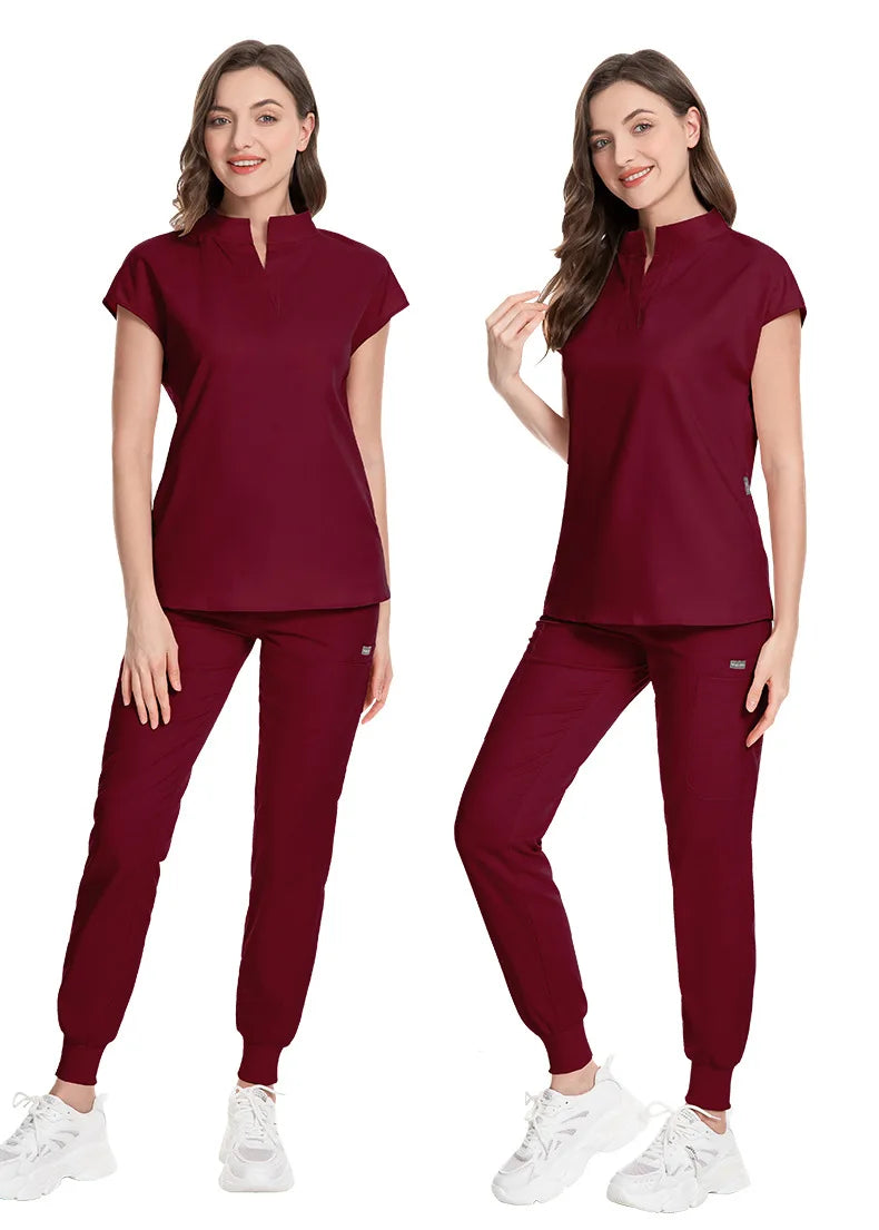 Slim Fit Scrubs Medical Uniforms Women Scrubs Tops Pant Hospital Nurses Accessories Dental Clinic Beauty Salon Spa Lab Workwear