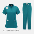 Professional Medical Scrubs for Women Doctor Nurse Uniform Clinical Surgery Outfit Lab Coat Pants Set Spa Beauty Salon Workwear