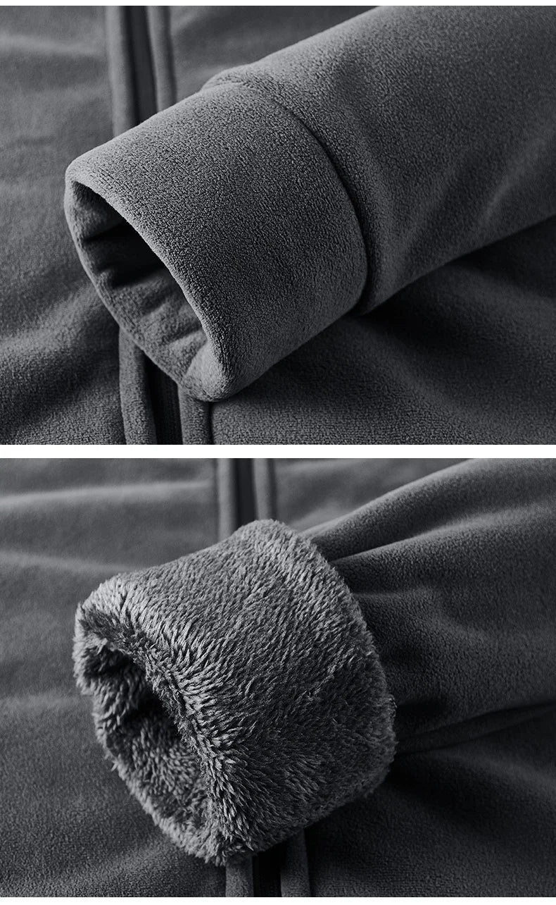 Winter Men Fleece Warm Jackets Mens Windproof Thick Jackets Parkas Coats Men Hooded Casual Outwear Jacket