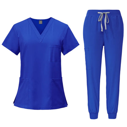 2025 Nurse Uniforms Men Medical Scrub Set Workwear Beauty Clothes Split Suit Short Sleeve Pocket Surgical Uniform Pet Dentist