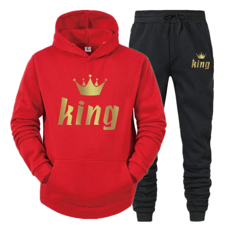 2024 Couple Outfits Hoodie and Jogger Pants High Quality Men Women Daily Casual Sport Jogging Suit King Queen Tracksuits Sets
