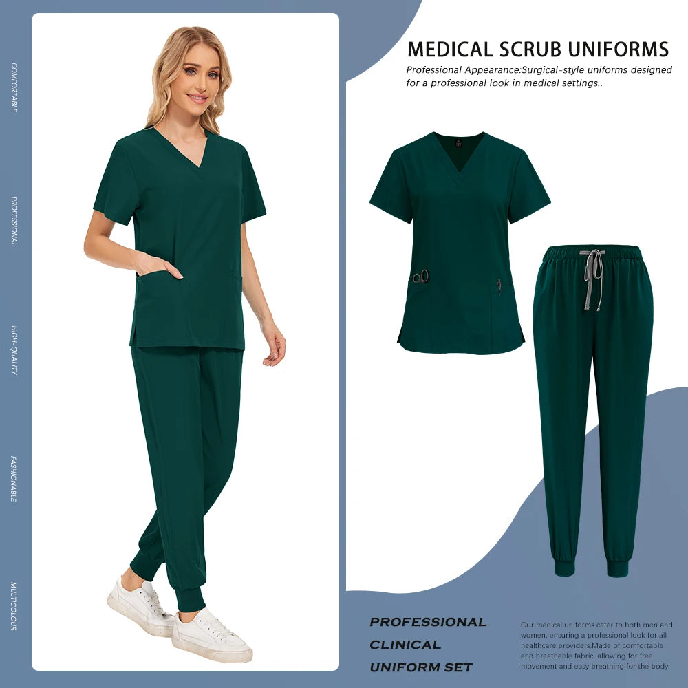 Scrubs Set Hospital Clinical Nurse Work Clothes Medical Surgical Uniforms Doctor Nursing Clothes Women Men Dentist Overalls Suit