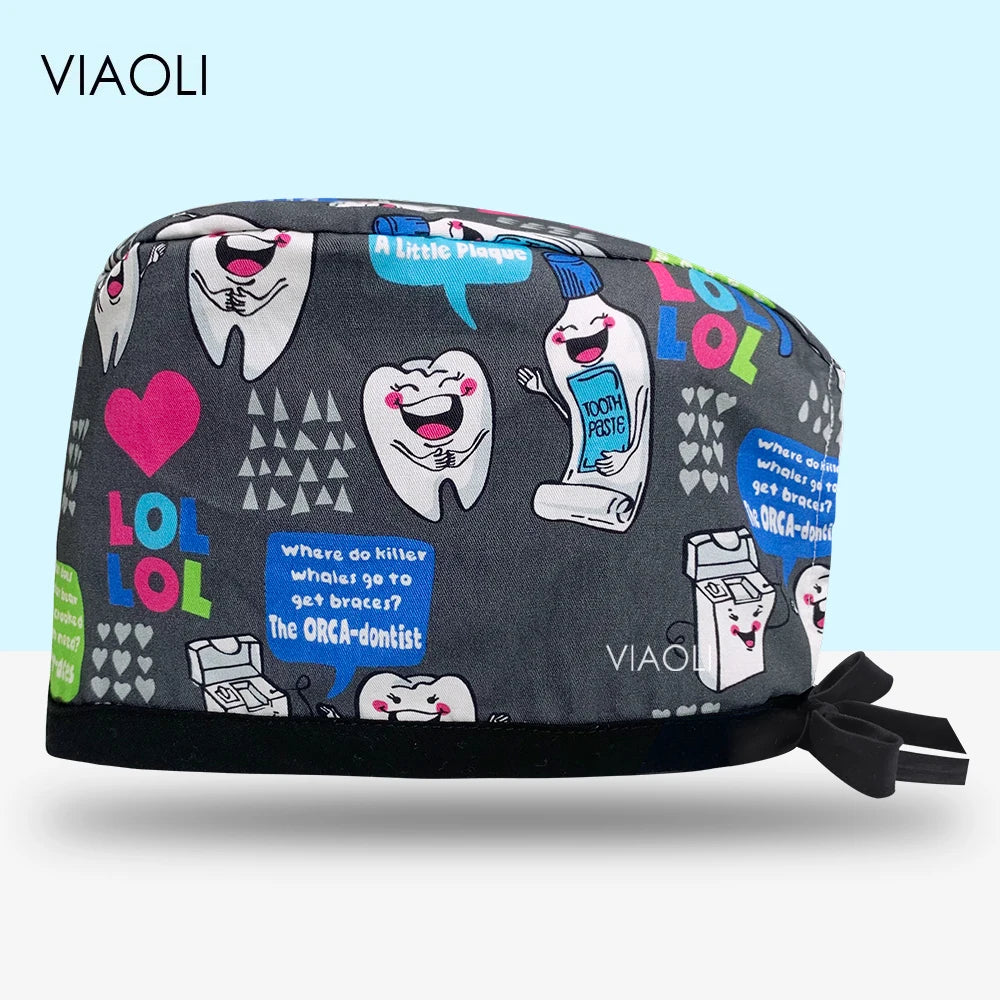 Scrub Cap Printed Cotton Beauty Salon Surgeon Cap Dental Clinic Nursing Hat Women Men Surgical Caps Wholesale Nurse Accessories