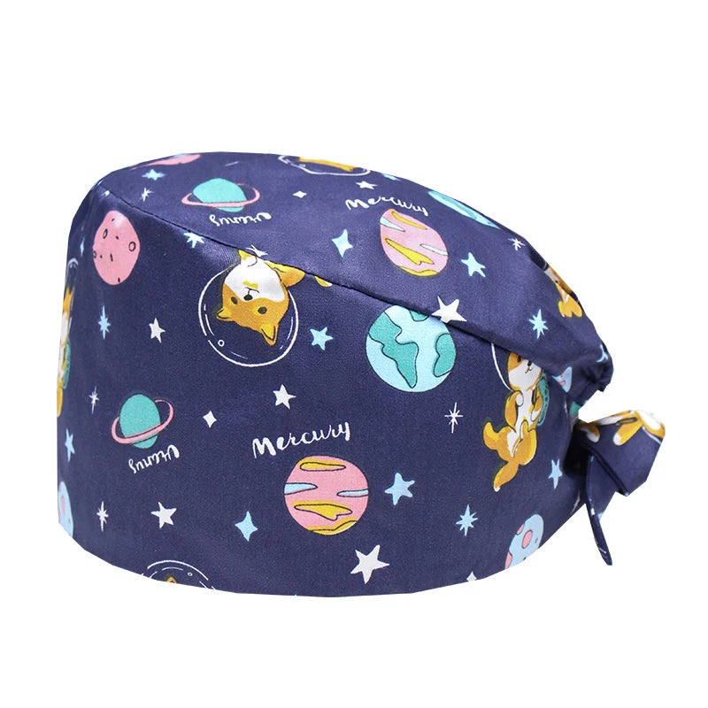 LONG HAIR Scrub Caps Surgical Medical Hats Cotton Nursing Caps Breathable Bouffant Healthcare Chef Pediatric Veterinary Hats M81