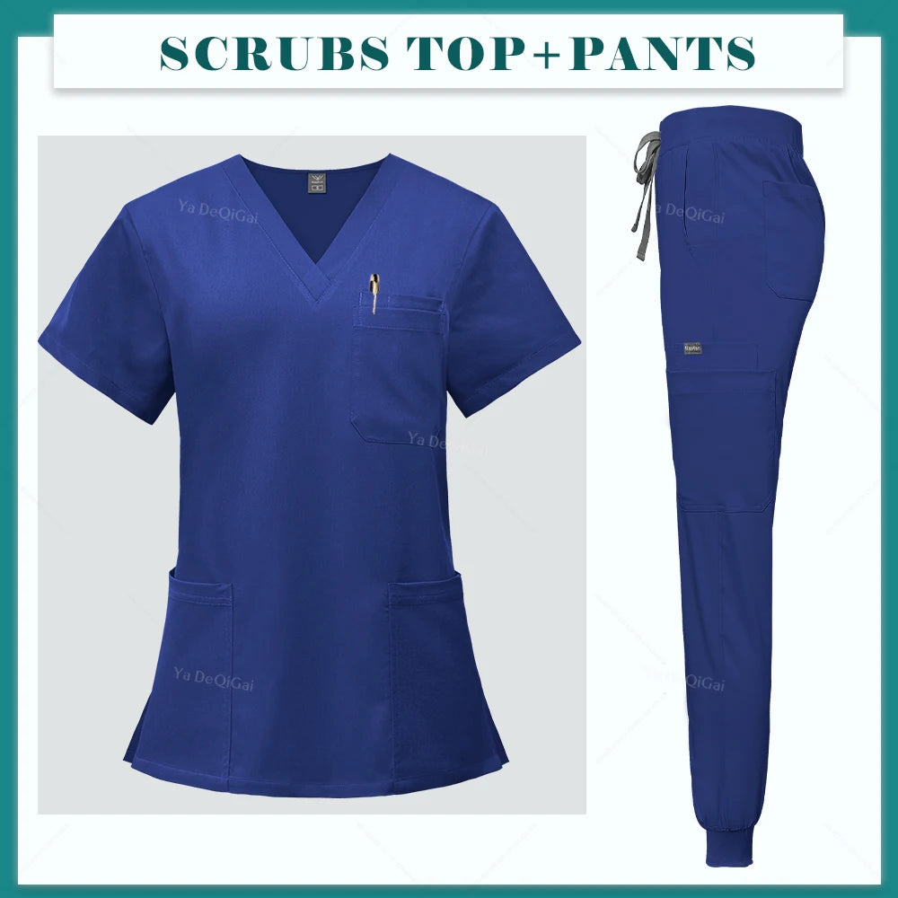 High Scrubs Set Nurse Accessories Medical Uniform Nursing Workwear Dental Clinical Top Pants Lab Clothing Surgical Overall Suits