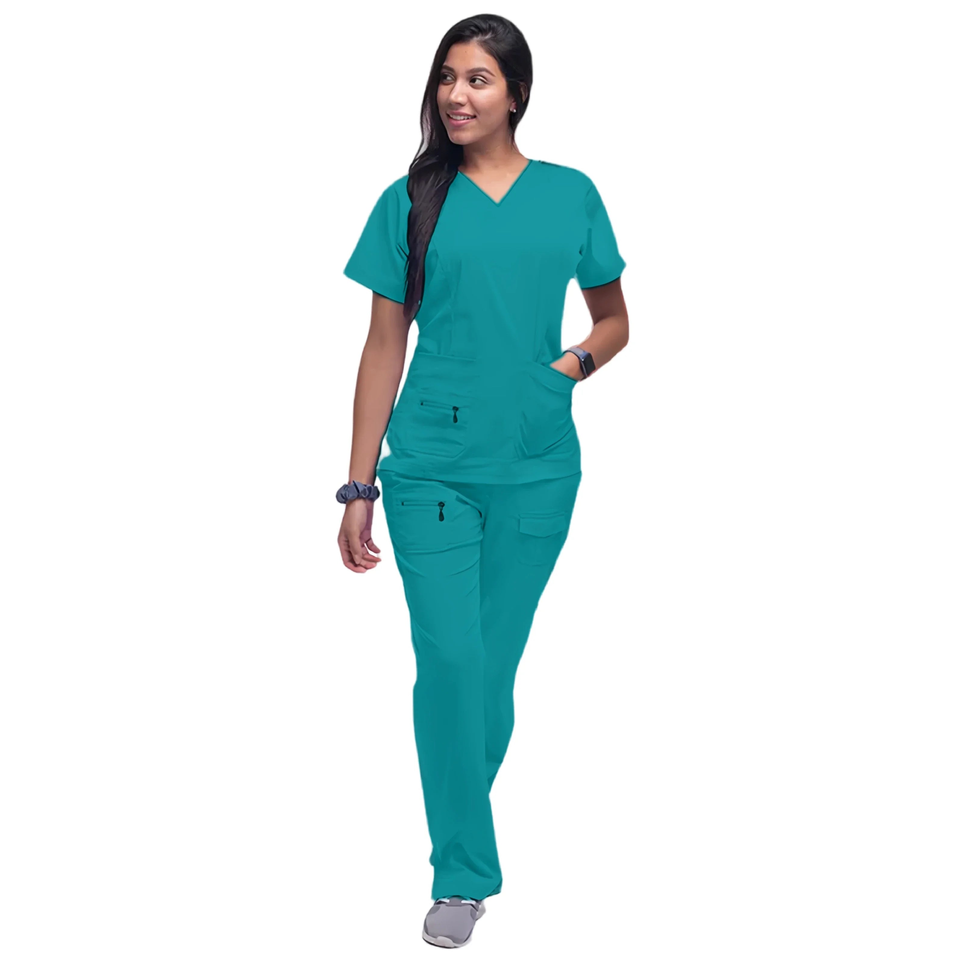 Latest Scrubs Uniforms Sets Nurse Surgical Uniforms Doctor Blouse Woman Hospital Scrubs Set with Pocket Dentist Clinical Tshirt