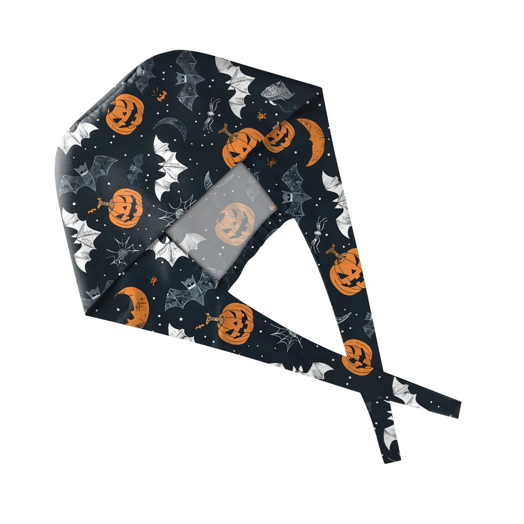 Halloween Print Work Cap Fashionable Casual Women's Printed Elastic Scrub Hat Unisex Work Caps Nurse Accessories Nurse Cap