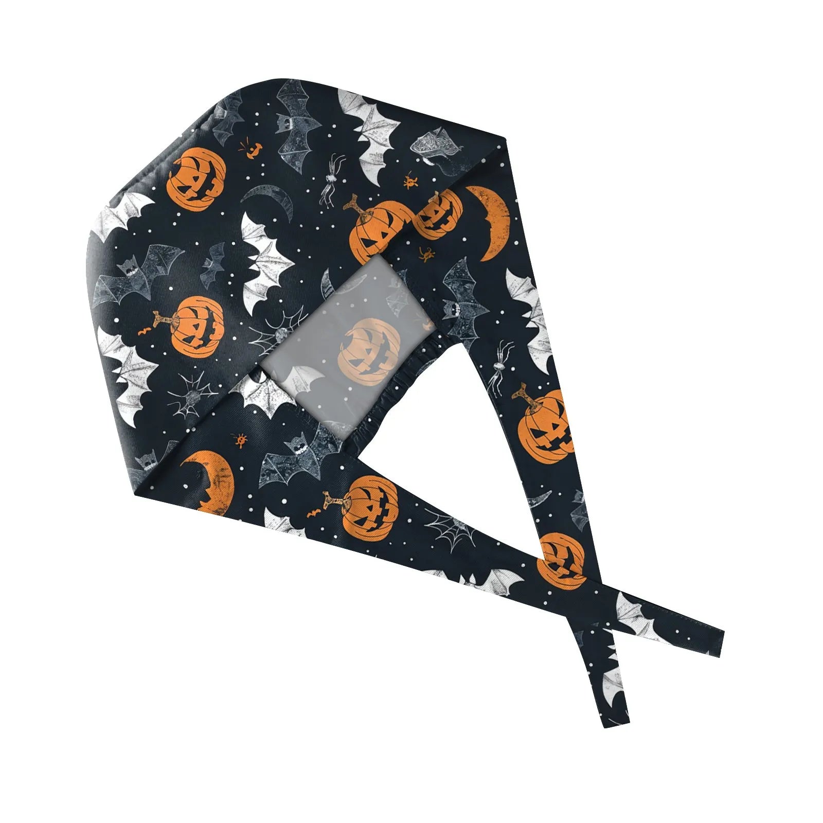 Halloween Print Work Cap Fashionable Casual Women's Printed Elastic Scrub Hat Unisex Work Caps Nurse Accessories Nurse Cap