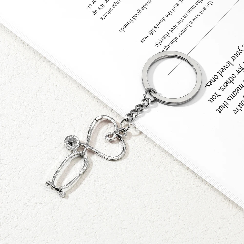 DCARZZ Medical Stethoscope Keychain Enamel Pendant Hreart Keyring Jewelry for Doctor Nurse Backpack Key Accessories