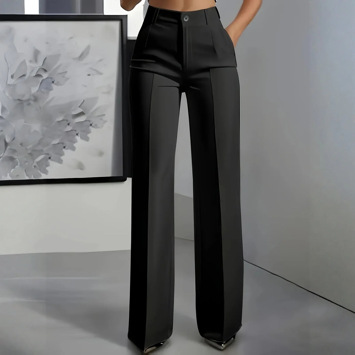 Women's High Waist Pants Drapey Straight-Leg Minimalist Blazer Pants Versatile Stylish Sophisticated Work Casual Trousers