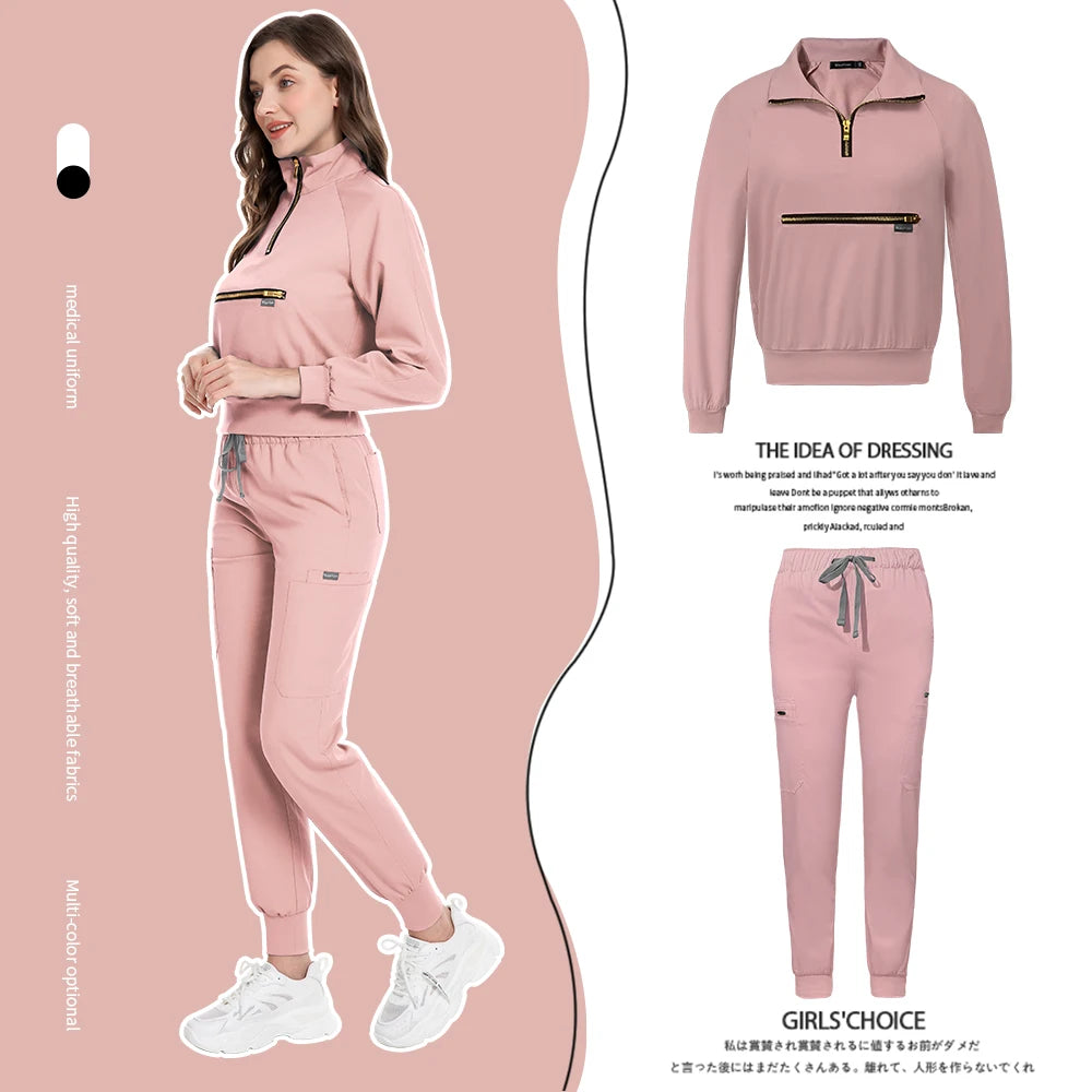 Hospital Medical Uniforms Nurse Suit Women Solid Color Dentistry Operating Room Scrub Set Two-piece Pet Grooming Doctor Workwear