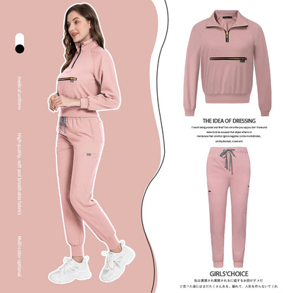 Hospital Medical Uniforms Nurse Suit Women Solid Color Dentistry Operating Room Scrub Set Two-piece Pet Grooming Doctor Workwear