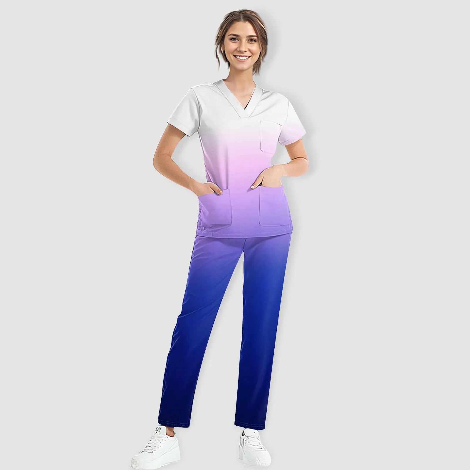Women Medical Uniforms Slim Fit Scrubs Sets Tops Straight Pant Nurses Accessories Dental Clinic Beauty Salon Workwear Clothes