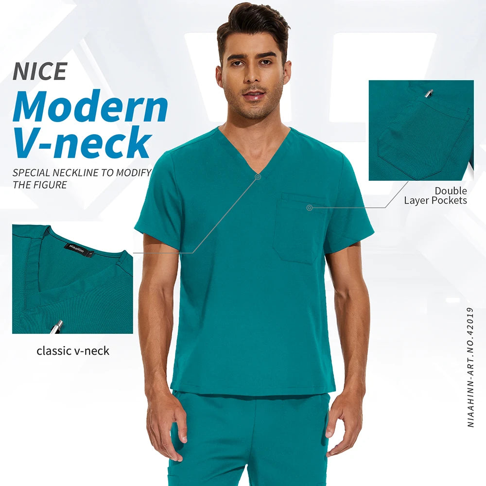 Nursing Scrubs Set High-quality Anti-Wrinkle Thick Medical Surgical Uniforms Hospital Tops Pants Doctor Nurse Uniforms Men Women