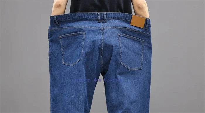 Men Jeans 8XL Summer Thin Straight Wide Leg Plus Size Denim Trousers Large Male Stretched 5XL 6XL 7XL Comfortable Pants