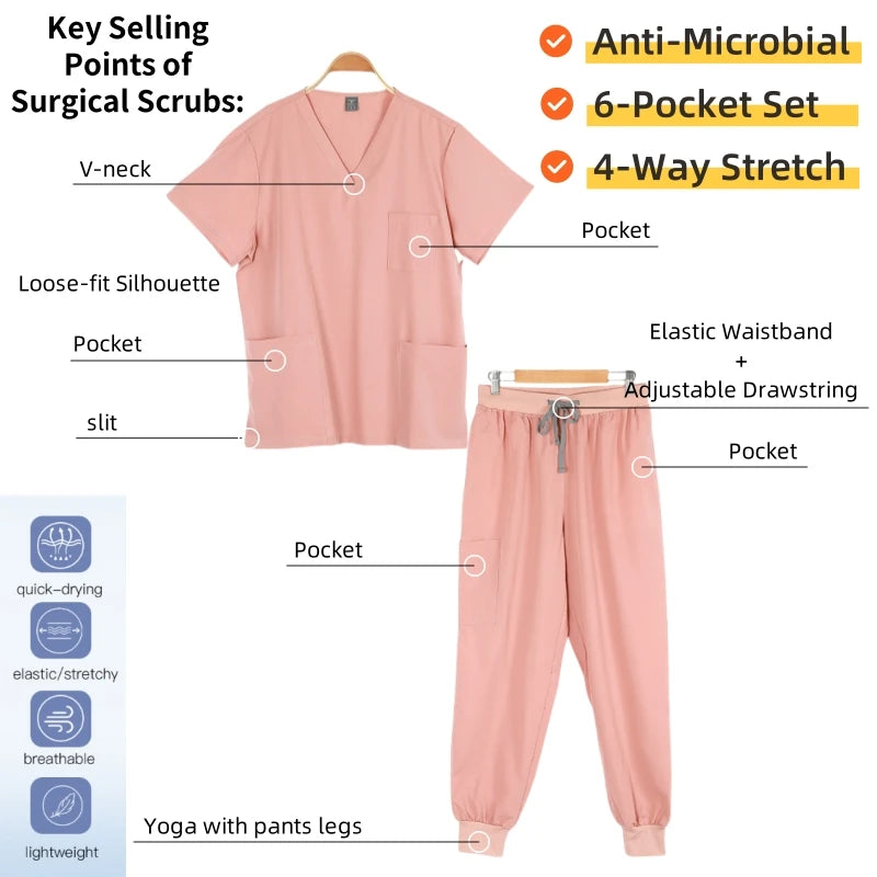Medical Scrubs Bulk Order - Anti-Microbial Jogger Sets for Surgery/Dental/Vet/SPA/Pharmacy Multi-Pocket Workwear with Pen Slot