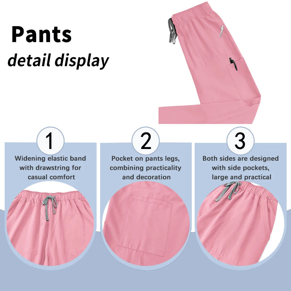 Elastic Scrubs Set Hospital Surgical Scrubs Tops Pants Nurse Nursing Workwear Doctors Clothes Medical Accessories Uniform Unisex