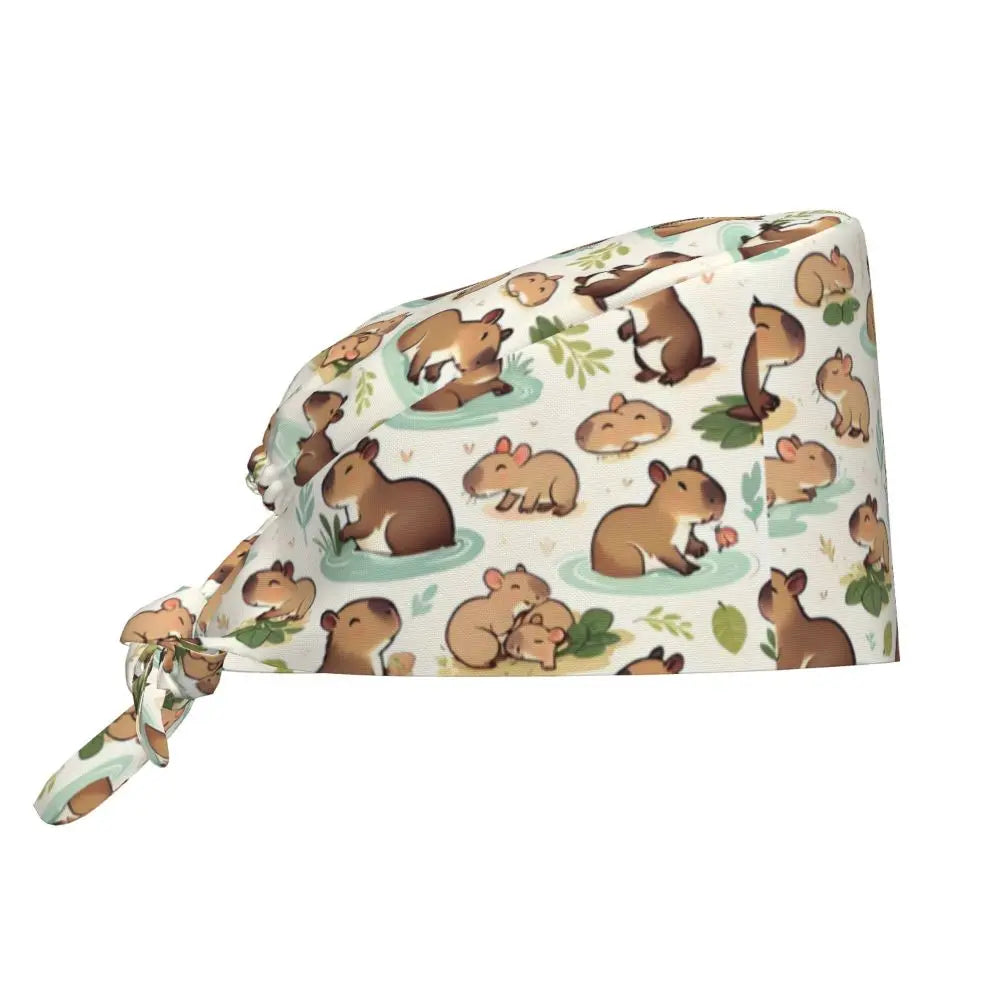 Custom Cartoon Capybara Medical Staff Scrubs Hat Women Men Comic Doctor Nursing Surgical Cap Scrub Caps