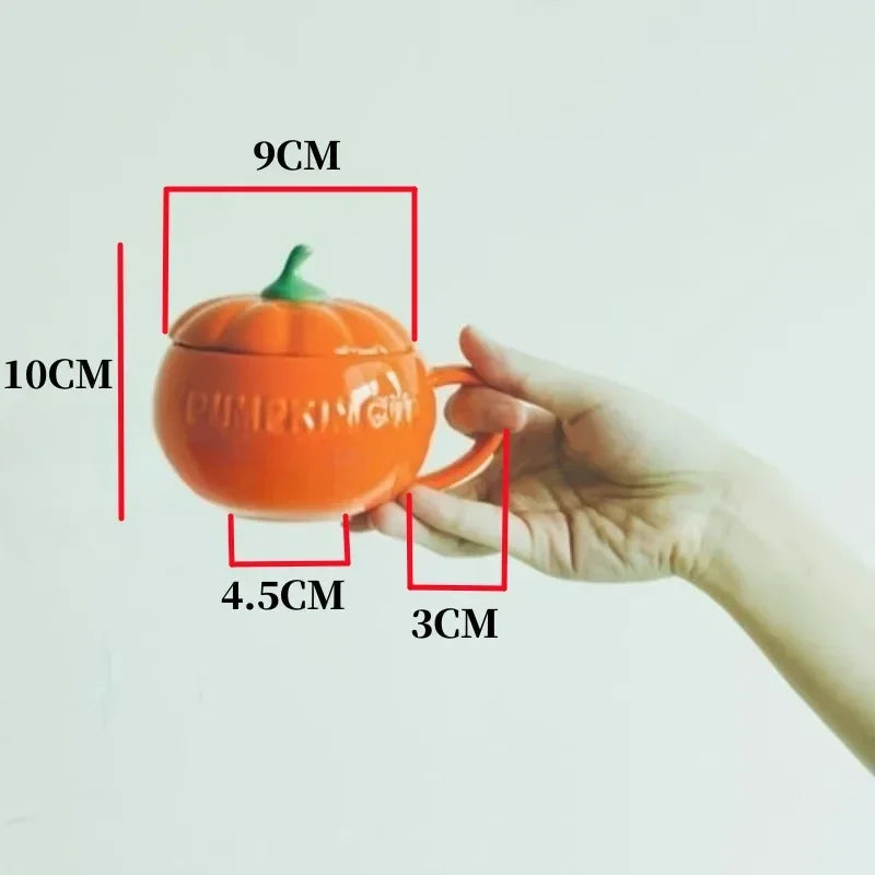 Cute Pumpkin Ceramics Coffee Mug Milk Soup Cup with Lid Breakfast Water Mug Office Home Drinkware Teacup Decoration Morning Cup