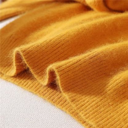 Autumn Winter Sweater Pullover Women's Clothing 100% Mink Cashmere Sweater Pullover O-Neck Basic Long Sleeve Warm Fleece Knitted
