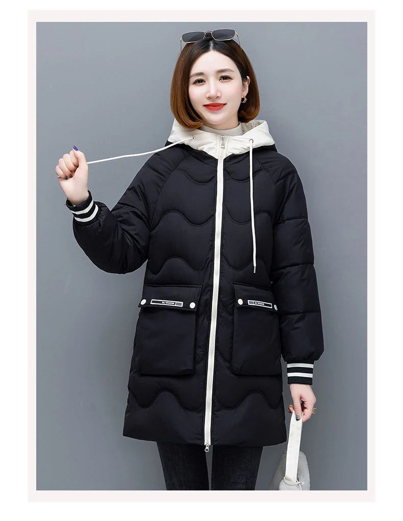 Long Winter Jacket Women Down Cotton Coats New Cotton Padded Puffer Parka Coat Women Hooded Outwear Thicken Warm Jacket 4XL