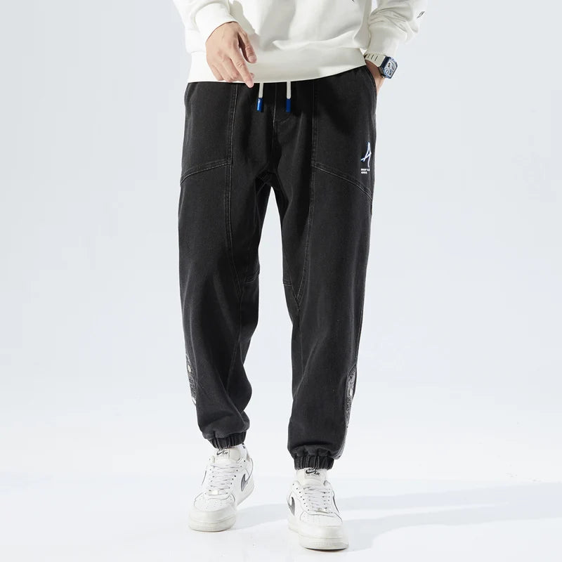 Spring Autumn Plus Size Baggy Jeans Men Hip Hop Streetwear Harem Pants Fashion Embroidery Stretch Cotton Casual Jogger Jeans 8XL