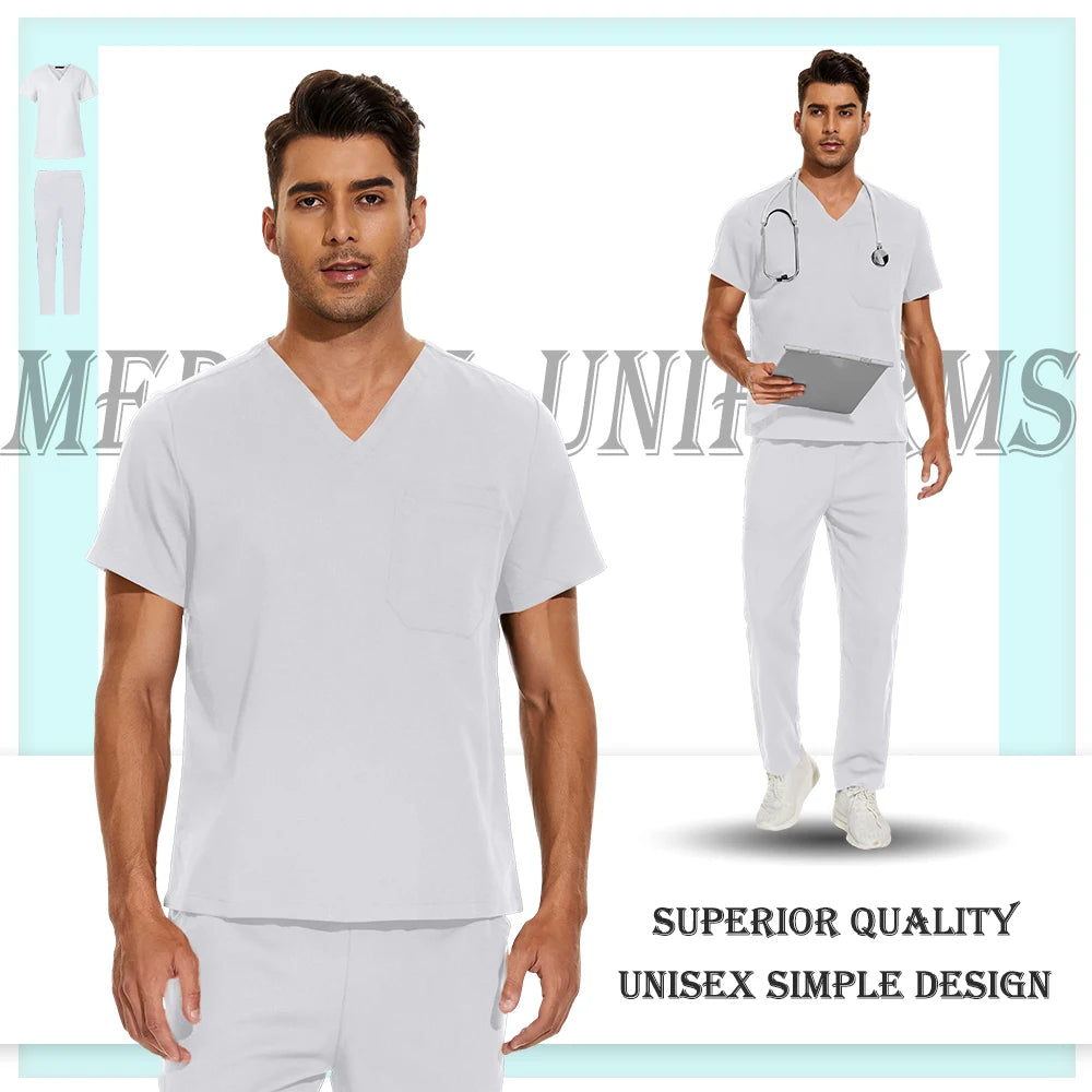 Nursing Scrubs Set High-quality Anti-Wrinkle Thick Medical Surgical Uniforms Hospital Tops Pants Doctor Nurse Uniforms Men Women
