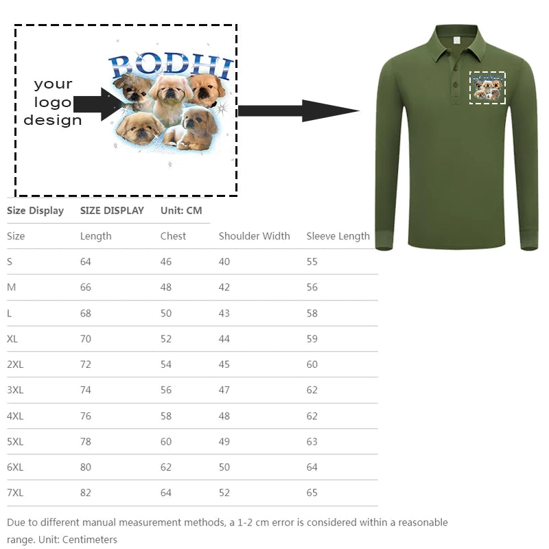 S-7XL Fashion Sportswear High Quality New-Design Men's Polos Shirts Long Sleeve 100% Cotton Casual Polos Customized Your LOGO