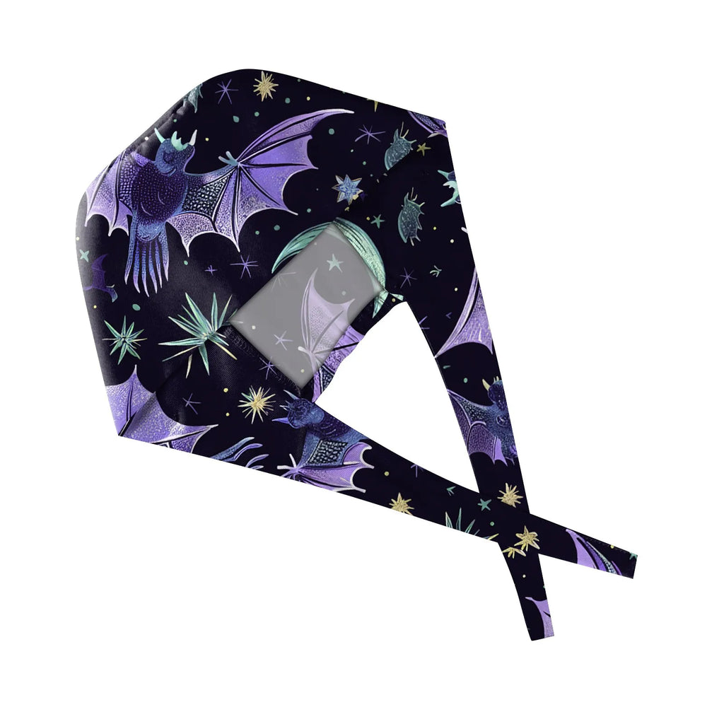 Halloween Print Work Cap Fashionable Casual Women's Printed Elastic Scrub Hat Unisex Work Caps Nurse Accessories Nurse Cap